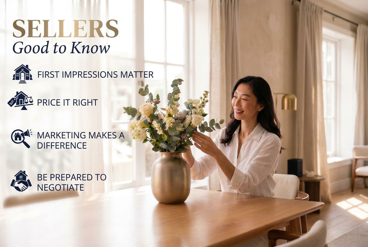 Sellers, good to know: first impressions matter, price it right, marketing makes a difference, be prepared to negotiate.